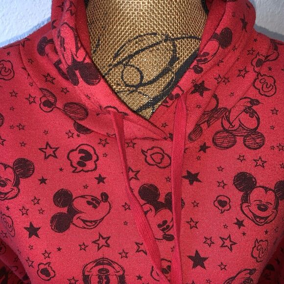 Disney Mickey Mouse Red Pullover Hoodie Jerry Leigh Polyester Hemless LARGE EUC - Picture 3 of 10